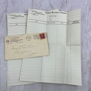 1906 F.C. Milliken Horse Blankets Lap Robes Envelope & Forms Portland ME TH2-Y1